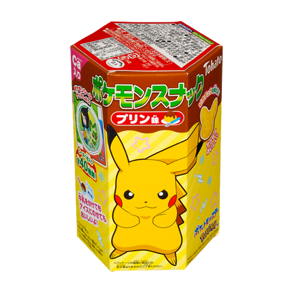 Pokémon Chocolate Snack box featuring Pikachu design, includes collectible sticker, high calcium, flavored with chocolate and pudding.