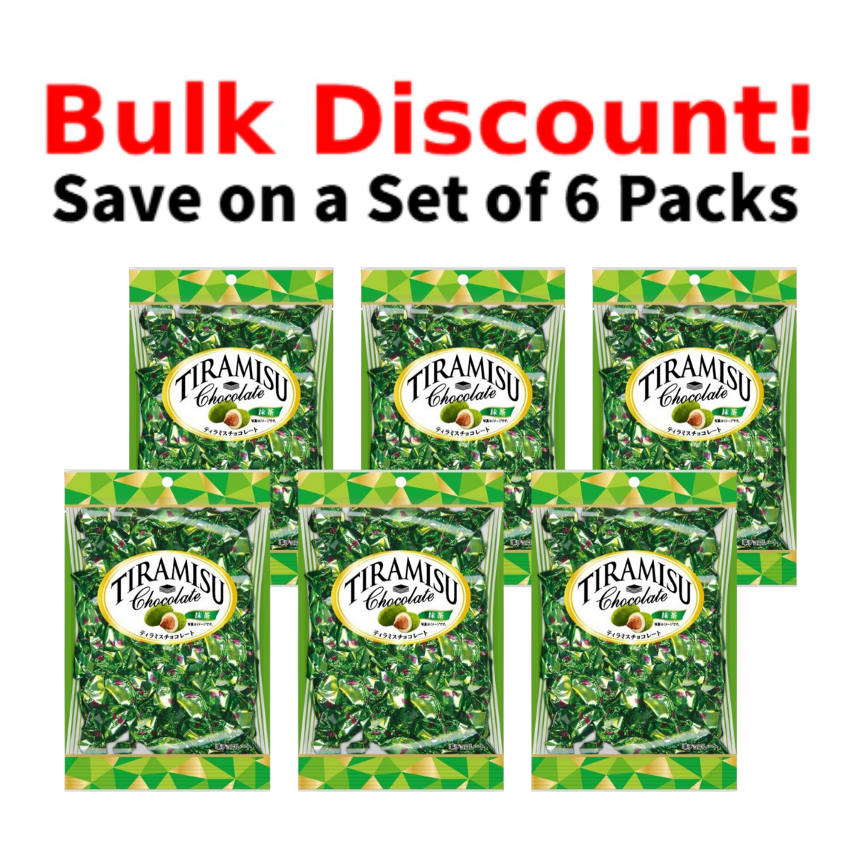 Tiramisu chocolate matcha flavor 3-pack set in green packaging.