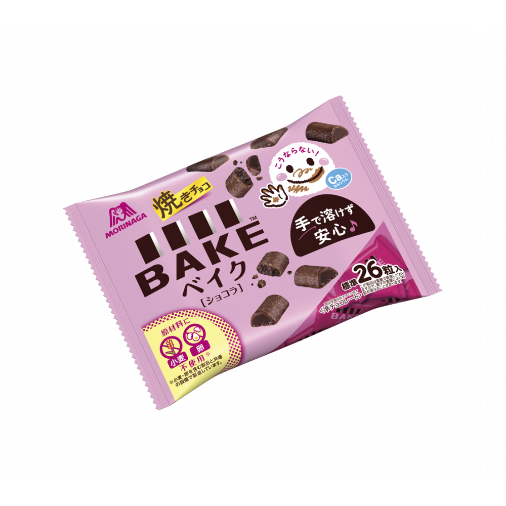 Morinaga Baked Chocolate Snack Big Bag, non-melting, dairy, soybean allergens, convenient anytime snack, 26 pieces, purple package
