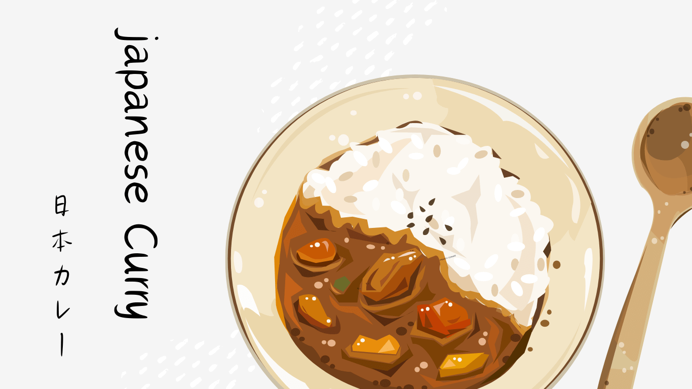Illustration of a bowl of Japanese curry with rice, showcasing its distinct flavors and global appeal.