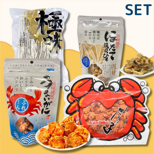 Japanese Izakaya Set (Japanese Appetizers)   (Baby Crab Snacks Taste Comparison)