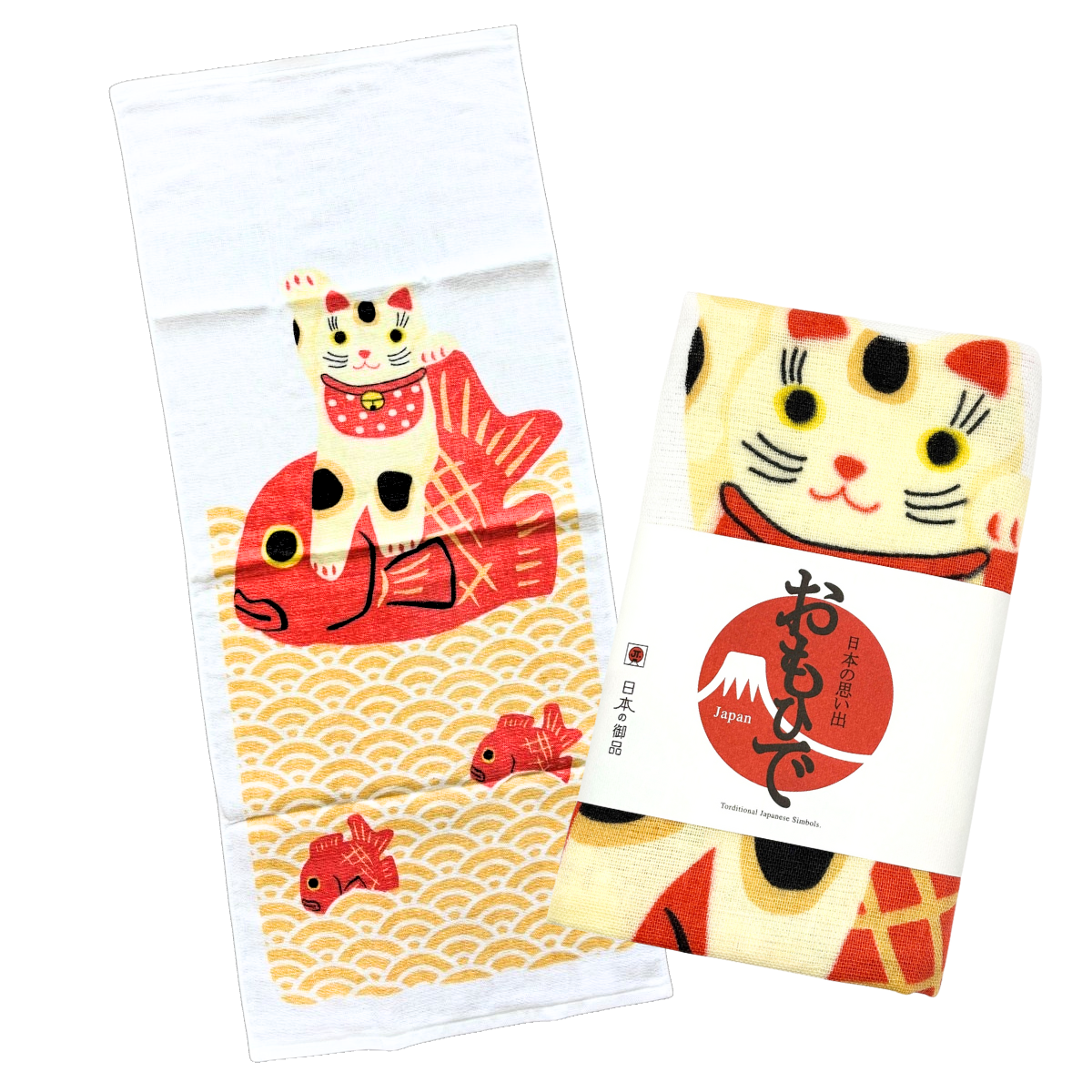 HAIMEN Japanese Gauze Face Towel Lucky Cat Big Catch