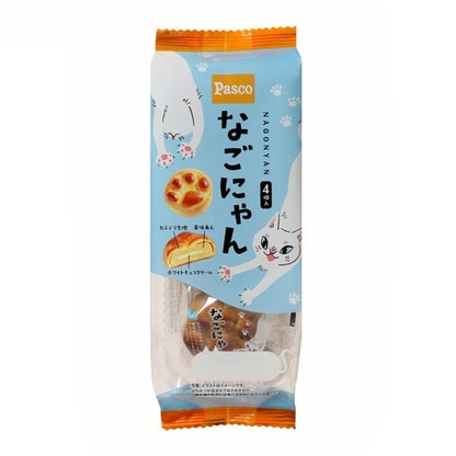 Nagonyan Castella Manju 猫爪形状，内馅为豆沙和白巧克力，4 包包装。