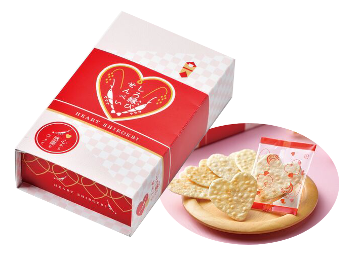 Heart-shaped Japanese Glass Shrimp Rice Cracker