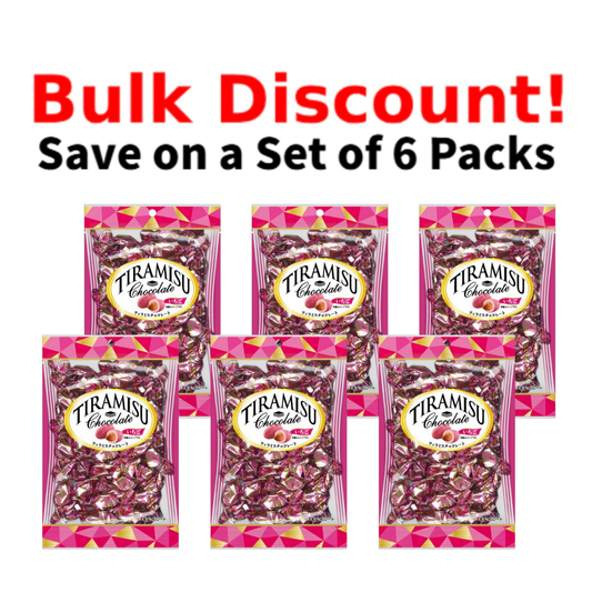 Tiramisu chocolate strawberry flavor 6-pack set in pink packaging.