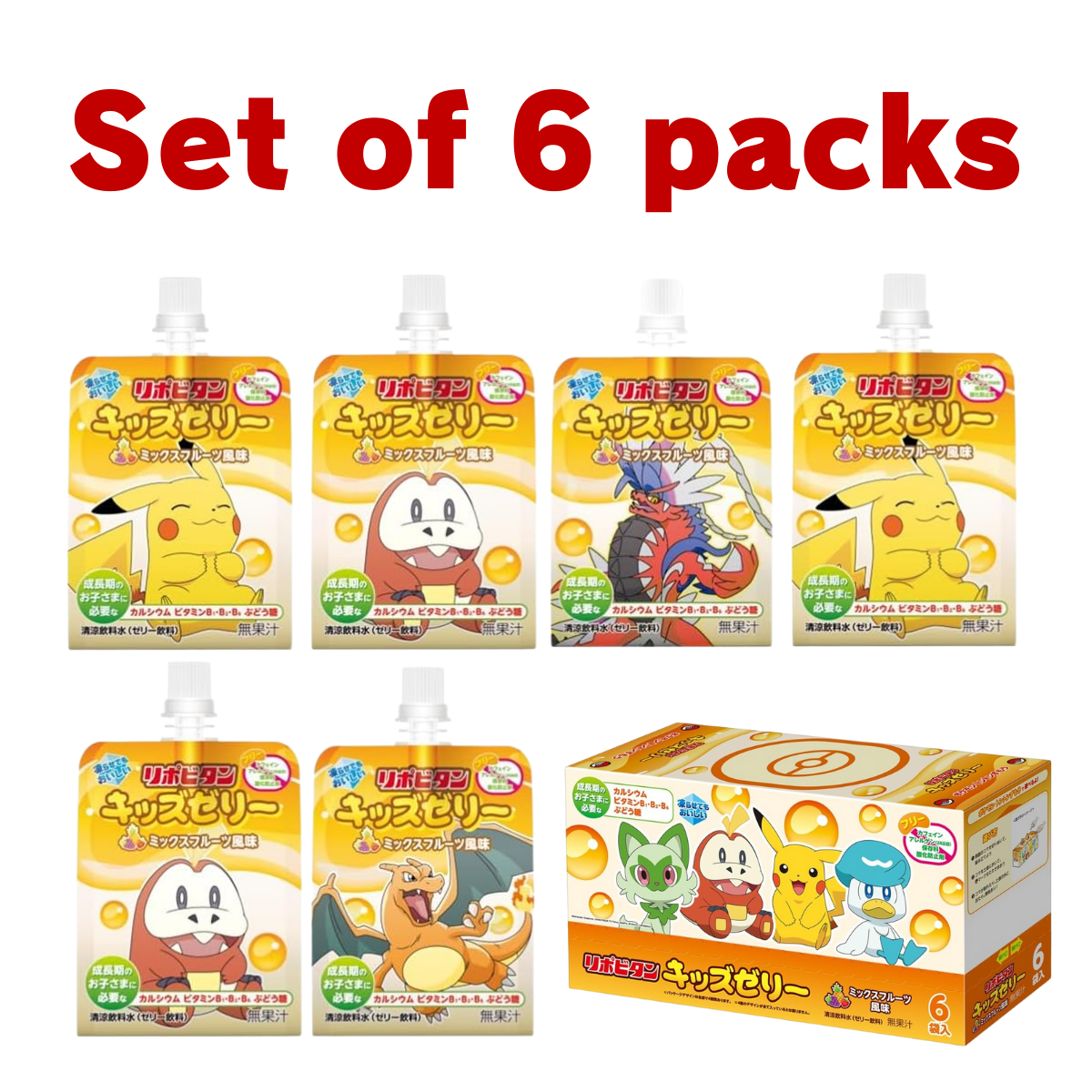 Set of 6 Mix Fruit-flavored Jelly Drinks for Children