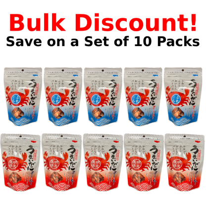 Umaigani  Baby Crab Snacks  (Set of 10 Packs: 5 Plain & 5 Mentai (Cod Roe) Flavors)